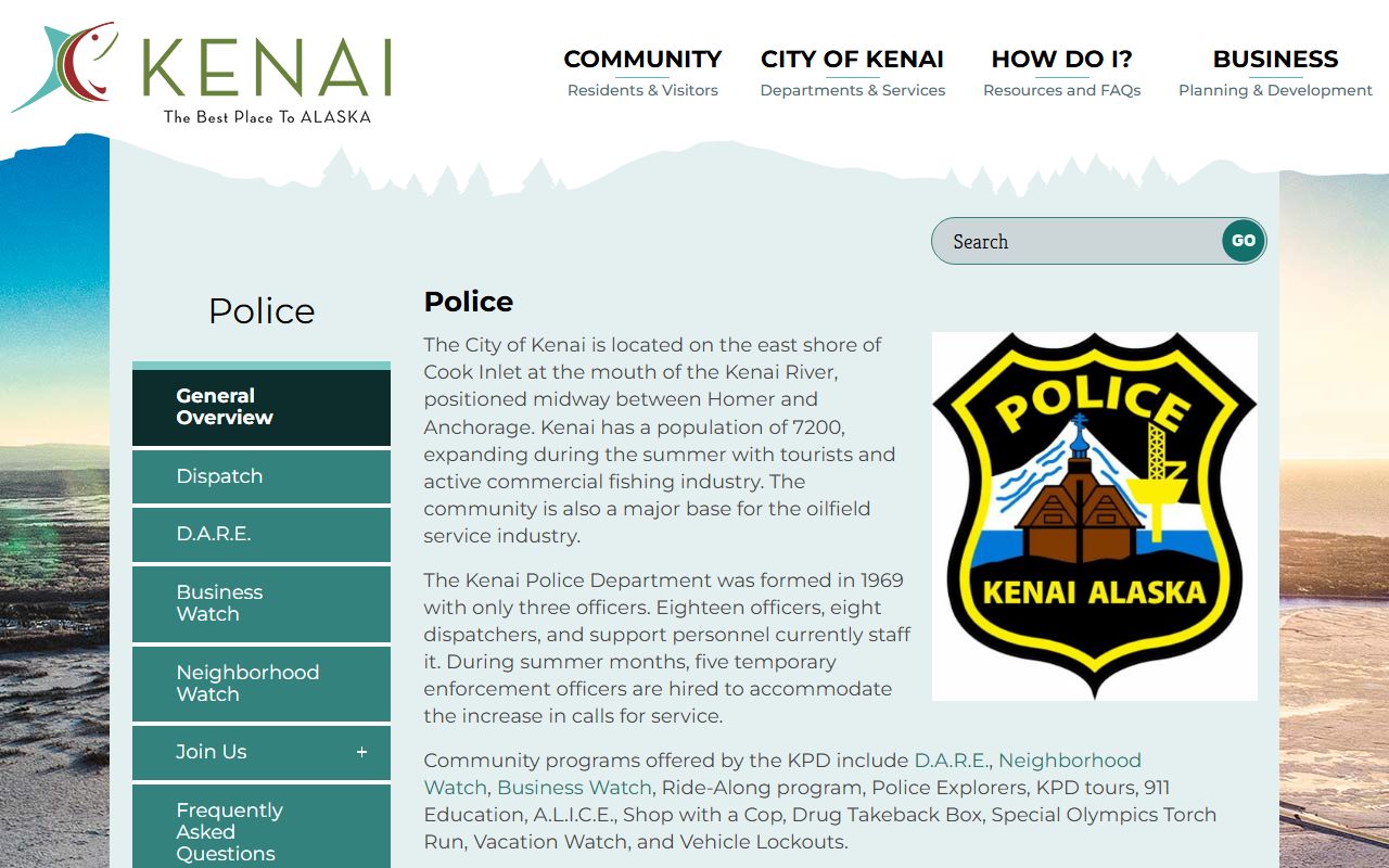 Kenai phone directory police department website