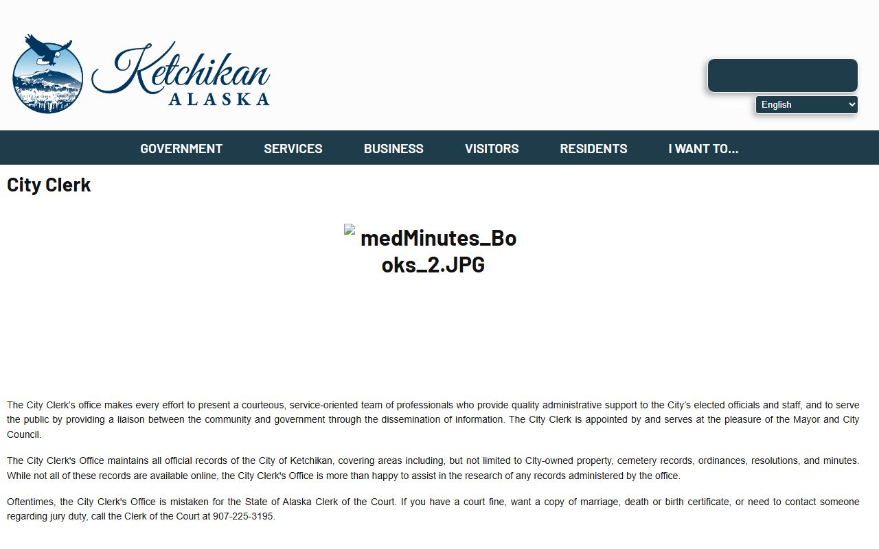 Ketchikan phone directory city clerk page