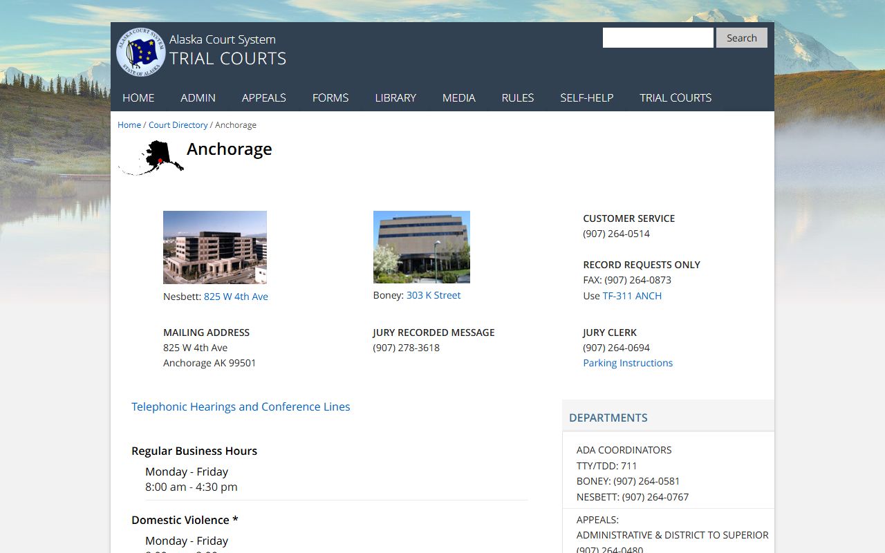 Anchorage phone directory court system contacts
